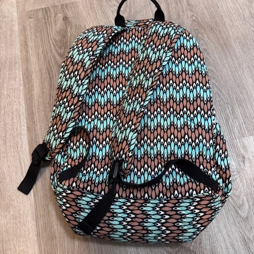 Vera Bradley Campus Backpack Bookbag Sierra Stream Blue Brown